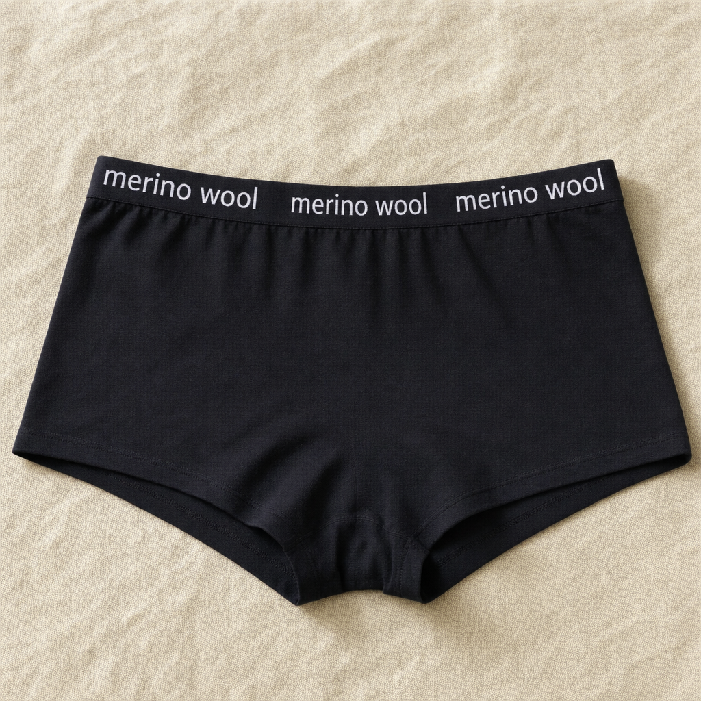 Bare Quiet merino boyshort, front